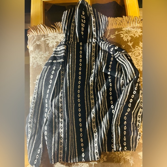 Boho Unisex Black And White Aztec Design Jacket Size Medium - Picture 2 of 3